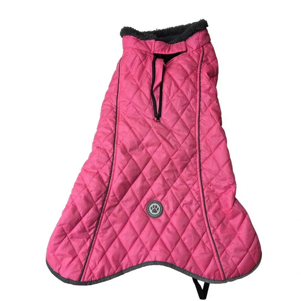 Fragralley Pink Quilted Dog‎ Winter Coat Fleece Lined Reflective Vest XL W1
